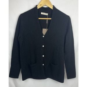 Gentle Herd Wool Button Front Cardigan Sweater Pullover Black Size M NWT $279